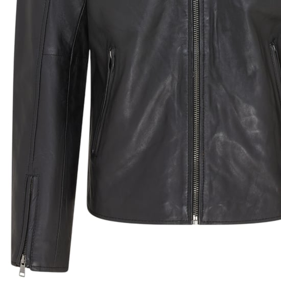 Heren Zwart Klassiek Gewatteerd Geel Leren Bikerjack - Meridian - Image 6