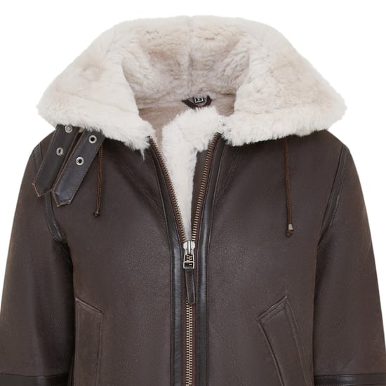 Womens Creck Brown Hooded Sheepskin Flying Bomber Leather Jacket - Sovereign - Image 6
