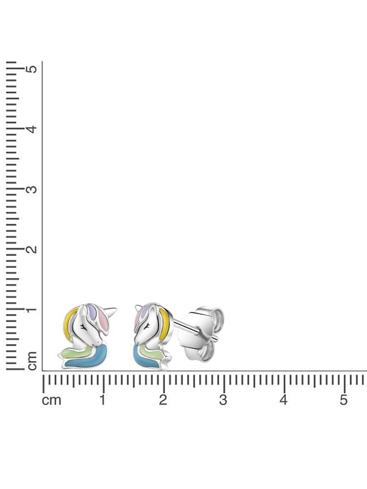 Zeeme for Kids Stud earrings Silber 925 rhodiniert mit buntem Einhorn-Motiv - Image 3