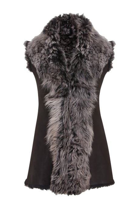 Svart Toscana Shearling Nappa Läder Fårskinnsväst Dam - Parkes - Image 1
