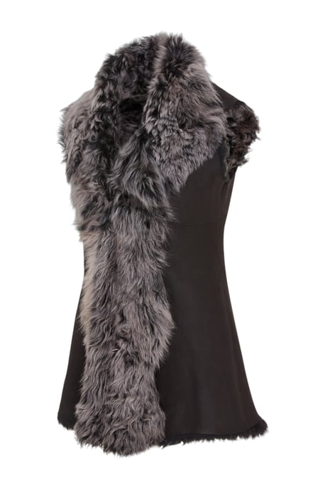 Svart Toscana Shearling Nappa Läder Fårskinnsväst Dam - Parkes - Image 2