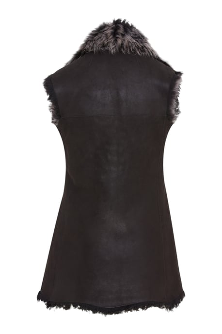 Svart Toscana Shearling Nappa Läder Fårskinnsväst Dam - Parkes - Image 4