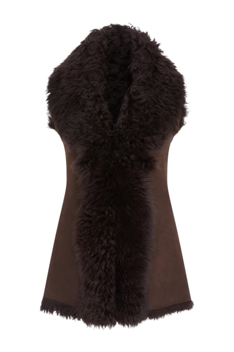 Brun Toscana Shearling Nappa Läder Fårskinnsväst Dam - Parkes - Image 1