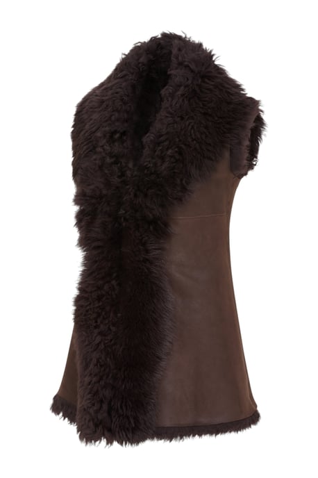 Brun Toscana Shearling Nappa Läder Fårskinnsväst Dam - Parkes - Image 2