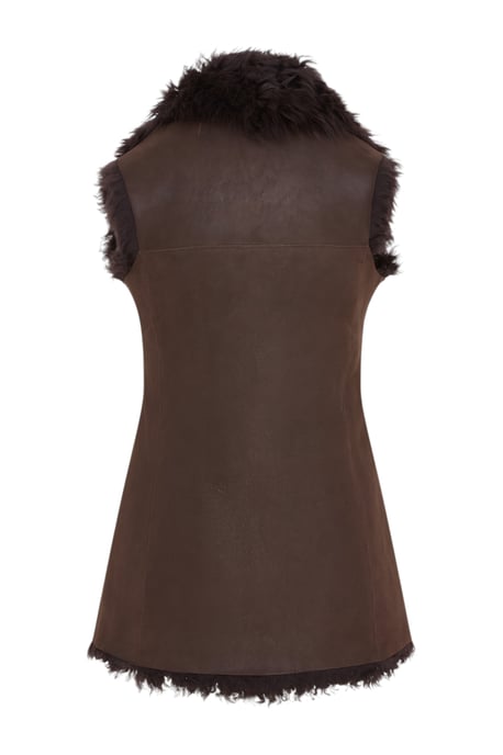 Brun Toscana Shearling Nappa Läder Fårskinnsväst Dam - Parkes - Image 4