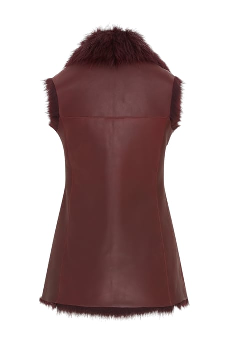 Vinröd Toscana Shearling Nappa Läder Fårskinnsväst Dam - Parkes - Image 4