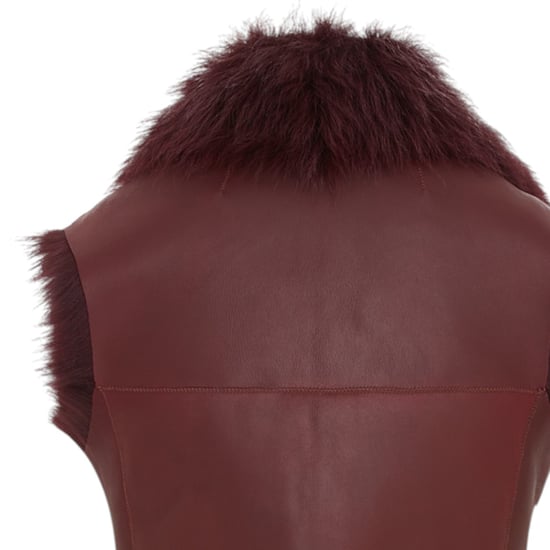 Vinröd Toscana Shearling Nappa Läder Fårskinnsväst Dam - Parkes - Image 6