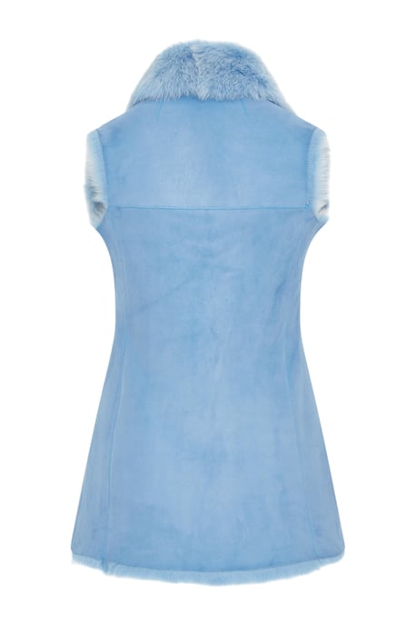 Damesblauw Toscaanse schapenvacht lang gilet-Sorocaba - Image 4