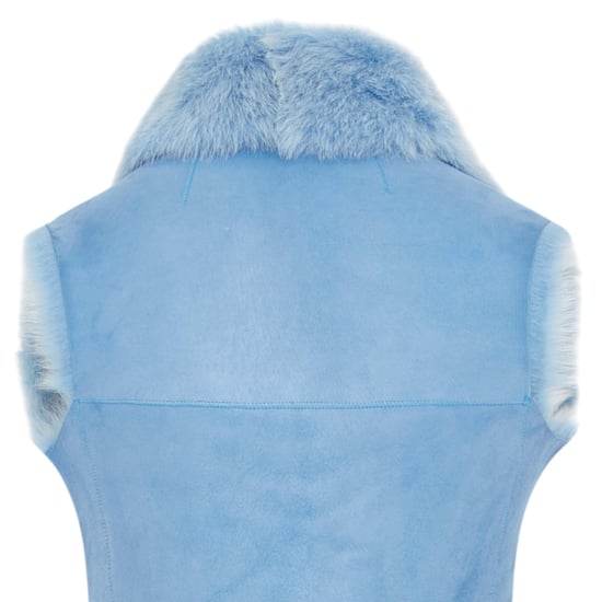 Damesblauw Toscaanse schapenvacht lang gilet-Sorocaba - Image 6