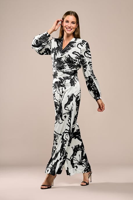Carly Print Blouse Zwart / Wit - Image 1