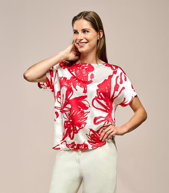 Camilla Print Top Rood / Wit - Image 6