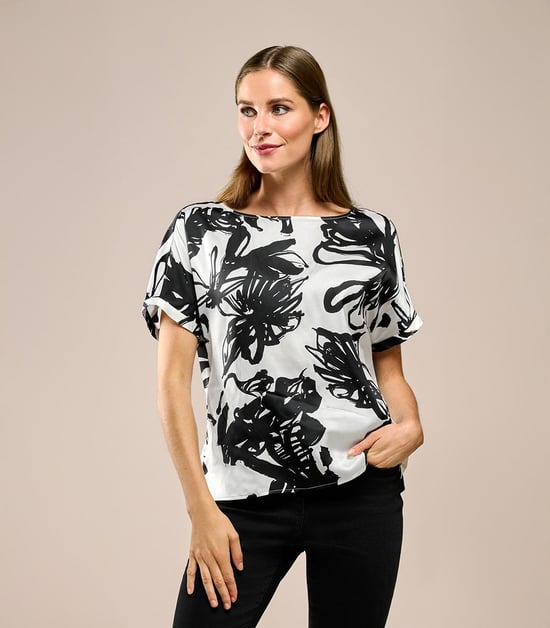 Camilla Print Top Zwart / Wit - Image 6