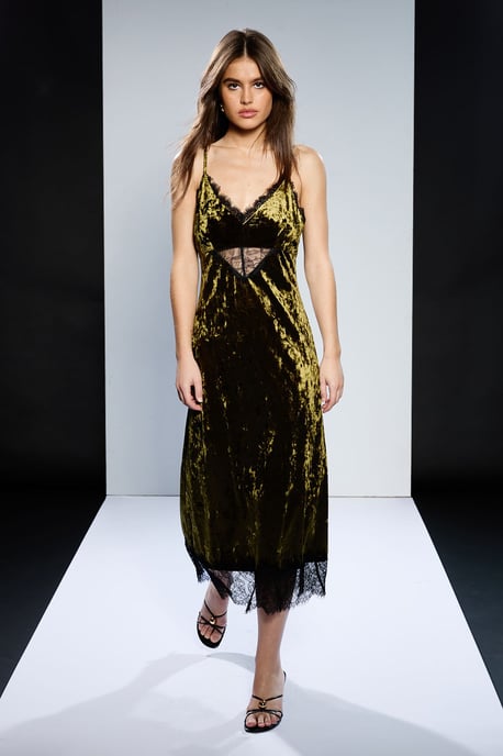 Runway 1.8.1.8 Velvet Lace Detail Slip Dress - Image 1