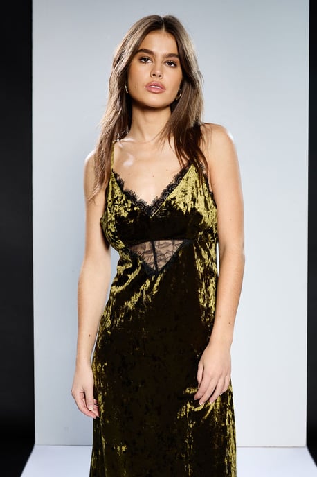 Runway 1.8.1.8 Velvet Lace Detail Slip Dress - Image 2