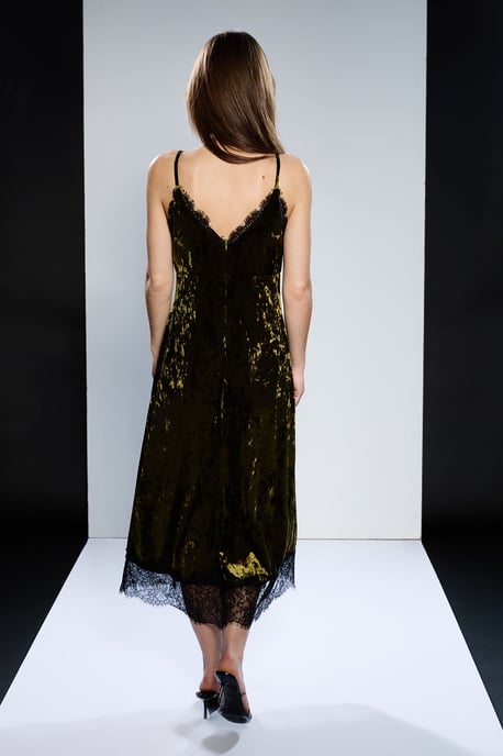 Runway 1.8.1.8 Velvet Lace Detail Slip Dress - Image 3