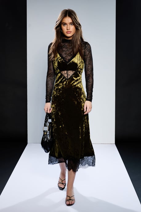 Runway 1.8.1.8 Velvet Lace Detail Slip Dress - Image 4