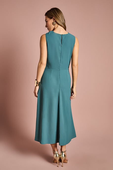 Stretch Crepe Midi Dress With Buckle - Image 3