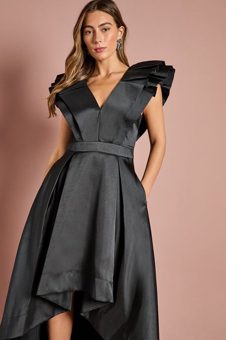 Frill Sleeve V Neck Midi Dress - Image 2