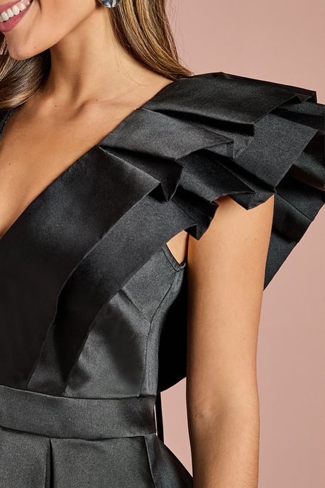 Frill Sleeve V Neck Midi Dress - Image 5