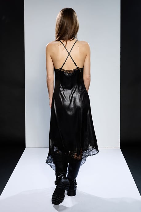 Runway 1.8.1.8 Pu Satin Slip Dress With Lace - Image 3