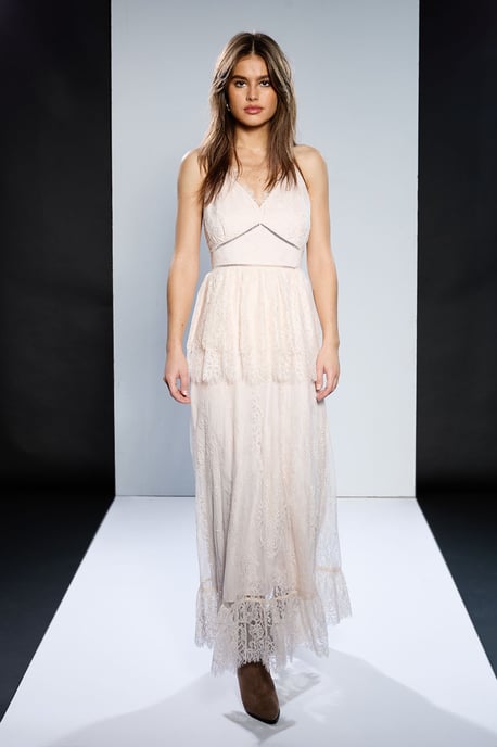 Runway 1.8.1.8 Strappy Lace Peplum Maxi Dress - Image 1