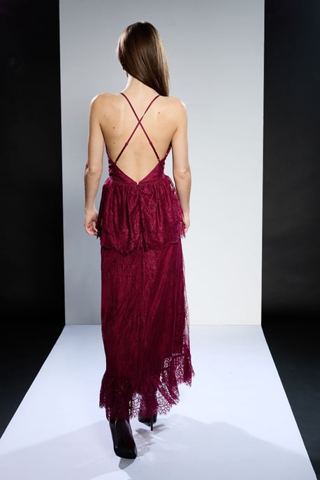 Runway 1.8.1.8 Strappy Lace Peplum Maxi Dress - Image 3