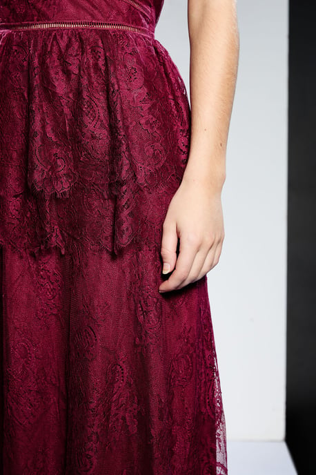 Runway 1.8.1.8 Strappy Lace Peplum Maxi Dress - Image 4