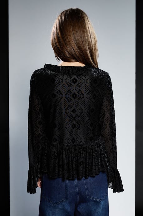 Runway 1.8.1.8 Ruffle Textured Tie Up Blouse - Image 3