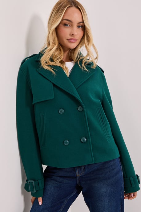 Short Faux Wool Trench Coat - Image 1