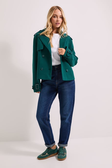 Short Faux Wool Trench Coat - Image 2