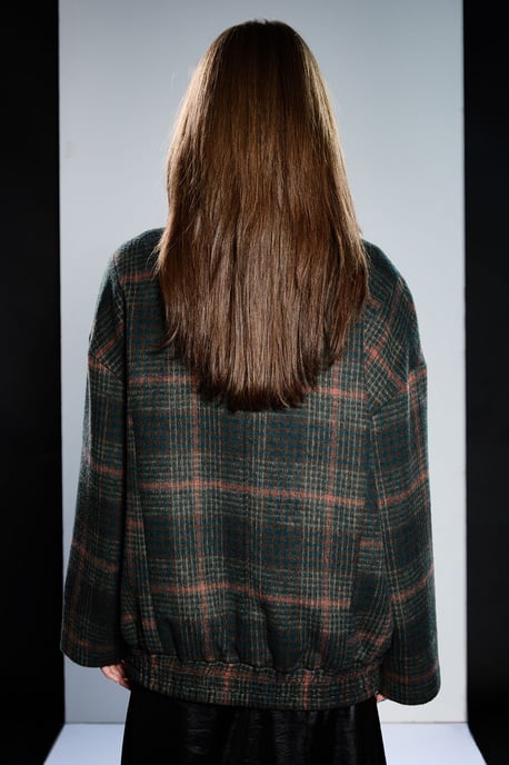 Runway 1.8.1.8 Check Wrap Front Grown Collar Coat - Image 3