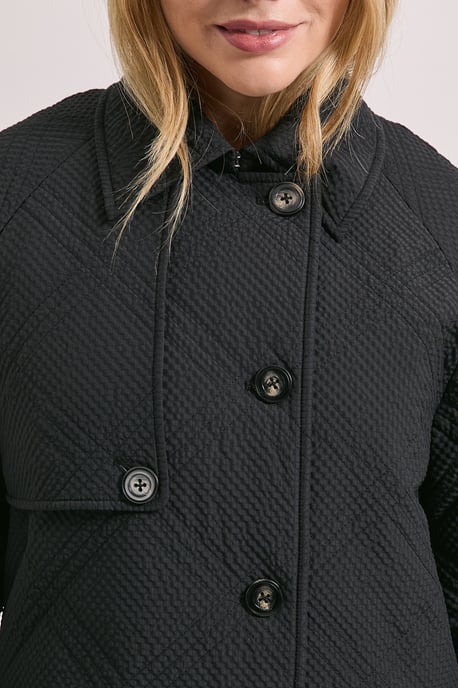 Collar Detail Quilted Midi Coat - Image 5