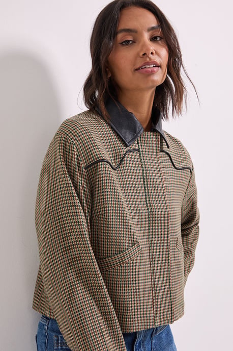 PU Collar Jacket - Image 1