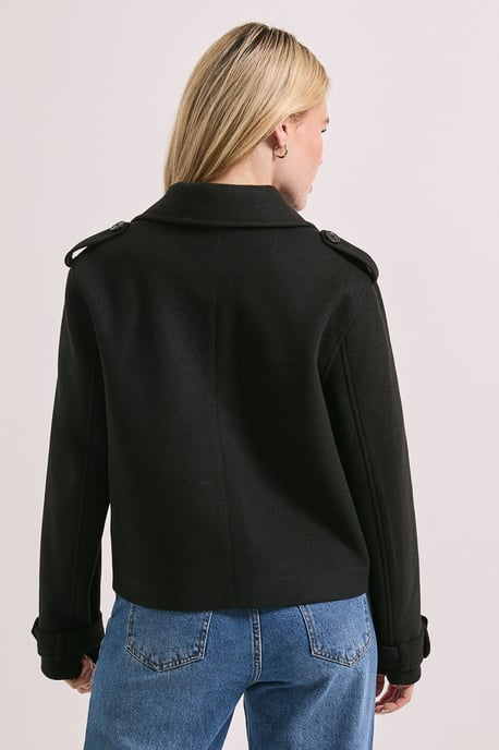 Short Faux Wool Trench Coat - Image 3
