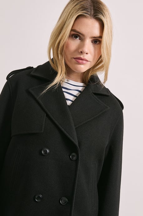 Short Faux Wool Trench Coat - Image 4