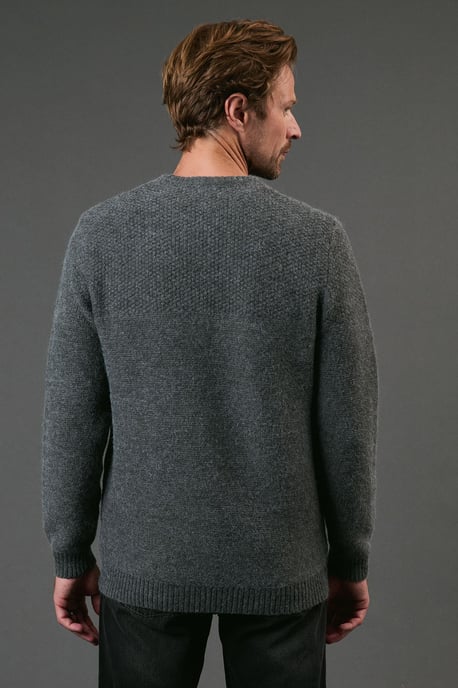 Tuck Stitch Yoke Crew Neck Jumper - Image 3