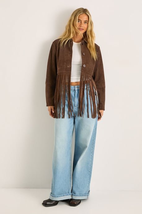 Real Suede Fringe Jacket - Image 1