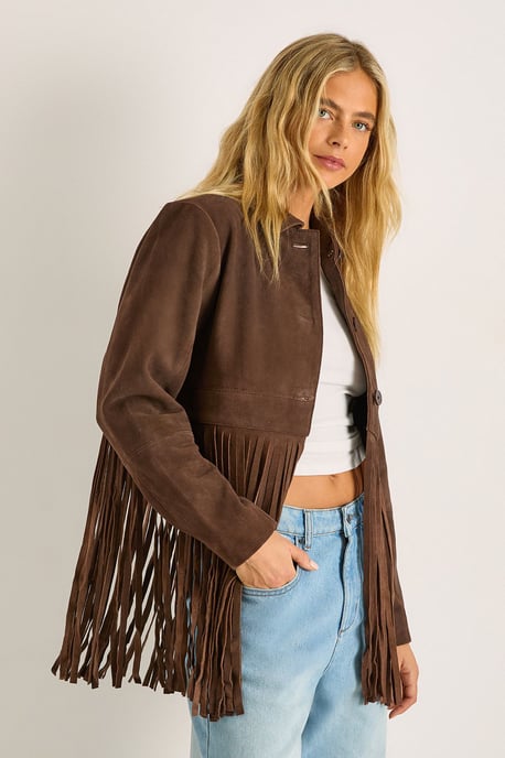 Real Suede Fringe Jacket - Image 2