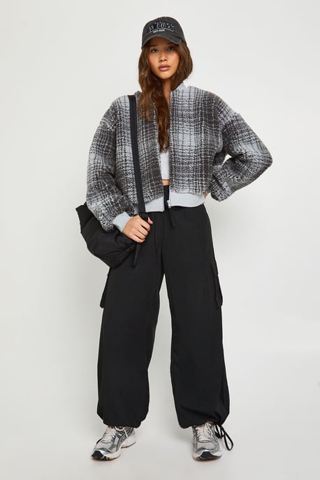 Check Teddy Bomber Jacket - Image 3