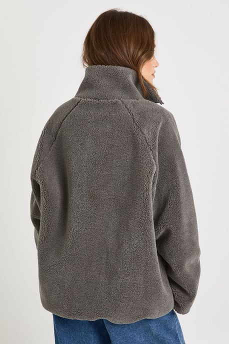 Oversized Teddy Zip Up Jacket - Image 2