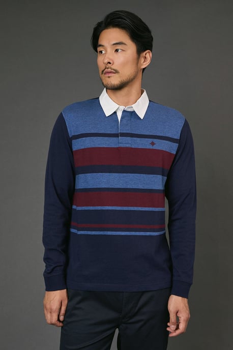 Navy Stripe Rugby Shirt - Image 1