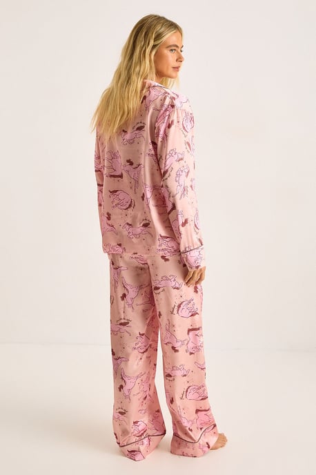 Satin Horse Western Print Contrast Piped Pajama Pants Set - Image 4