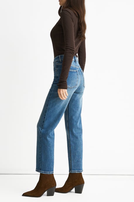 Blå jeans med medelhög midja och raka ben - Image 3