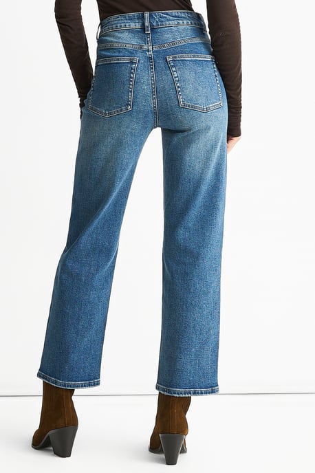 Blå jeans med medelhög midja och raka ben - Image 4