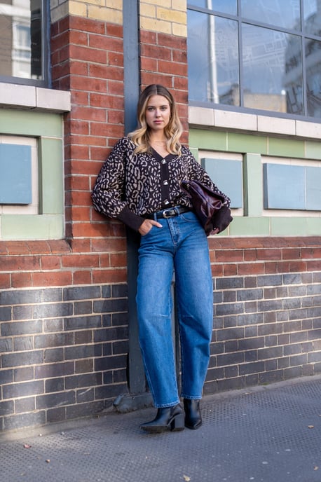 Blue Mid Rise Barrel Leg Jeans - Image 1