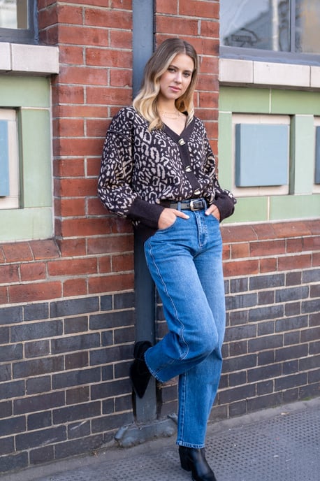 Blue Mid Rise Barrel Leg Jeans - Image 3