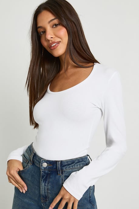 Basic Long Sleeve Scoop Neck Bodysuit - Image 4