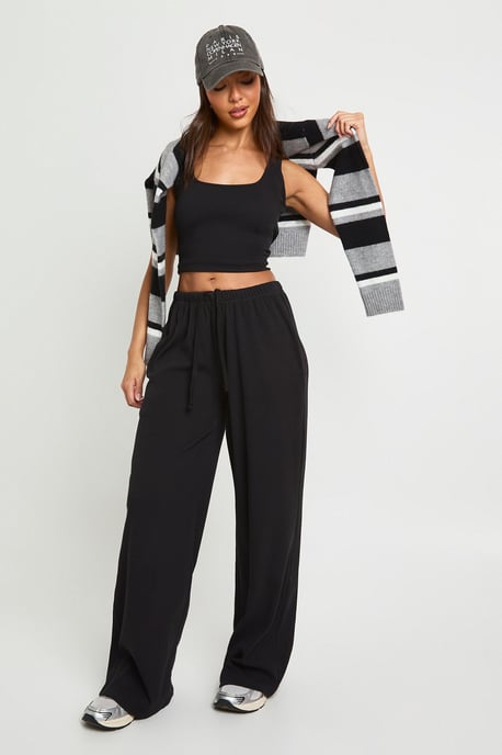 Basic Rib Wide Leg Trouser - Image 1
