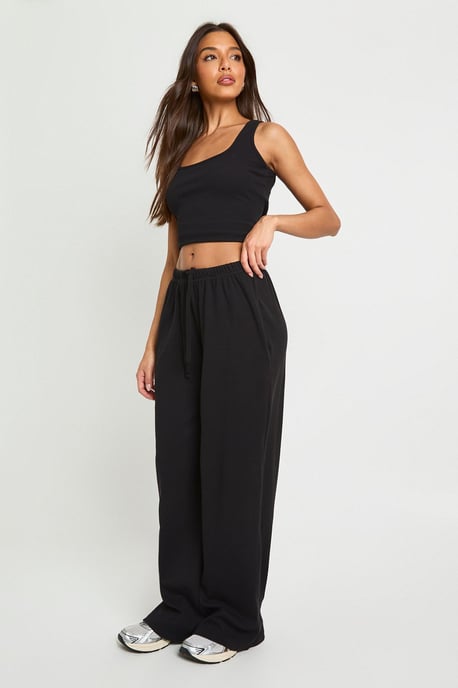 Basic Rib Wide Leg Trouser - Image 3