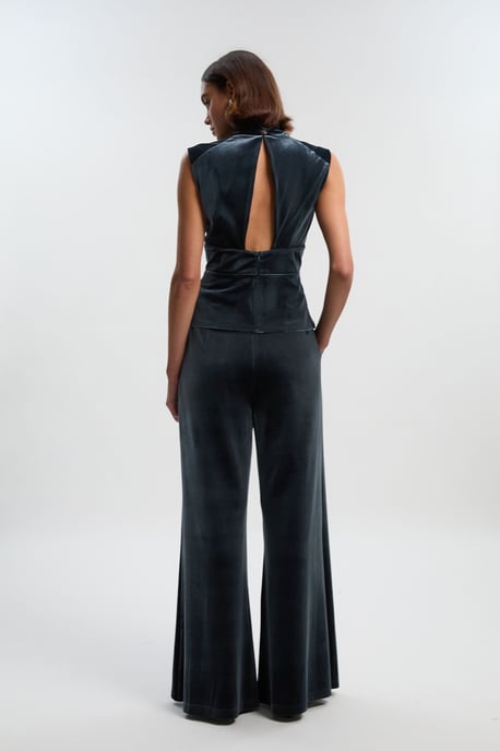 Velvet Woven Wide Leg Trouser - Image 4